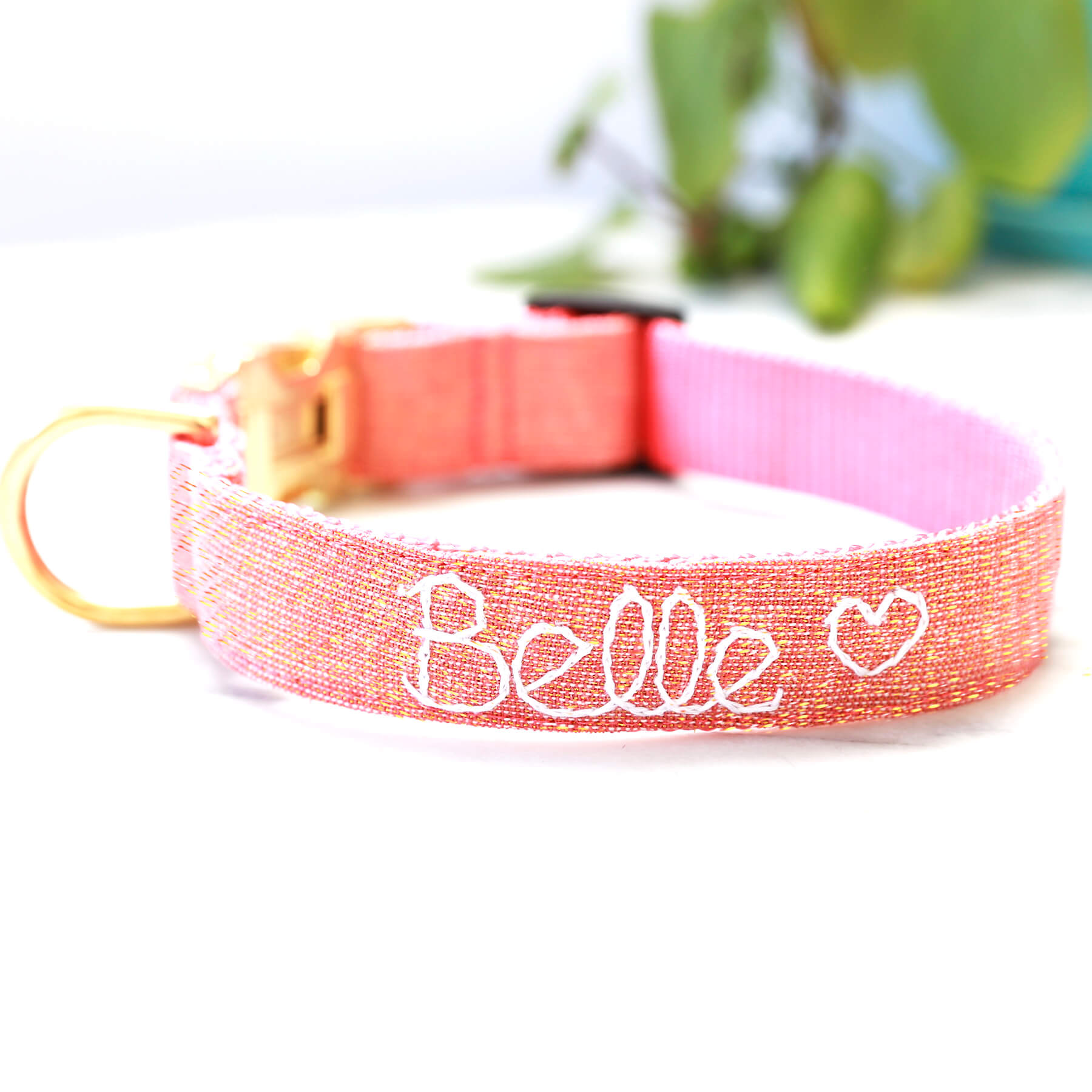 Rose Gold Linen Embroidered Dog Collar Questions & Answers