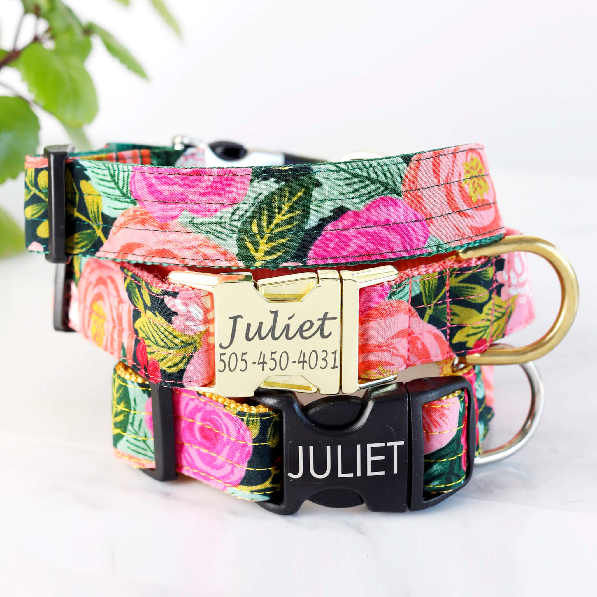 'Juliet' Navy Feminine Dog Collar - with Optional Personalization Questions & Answers