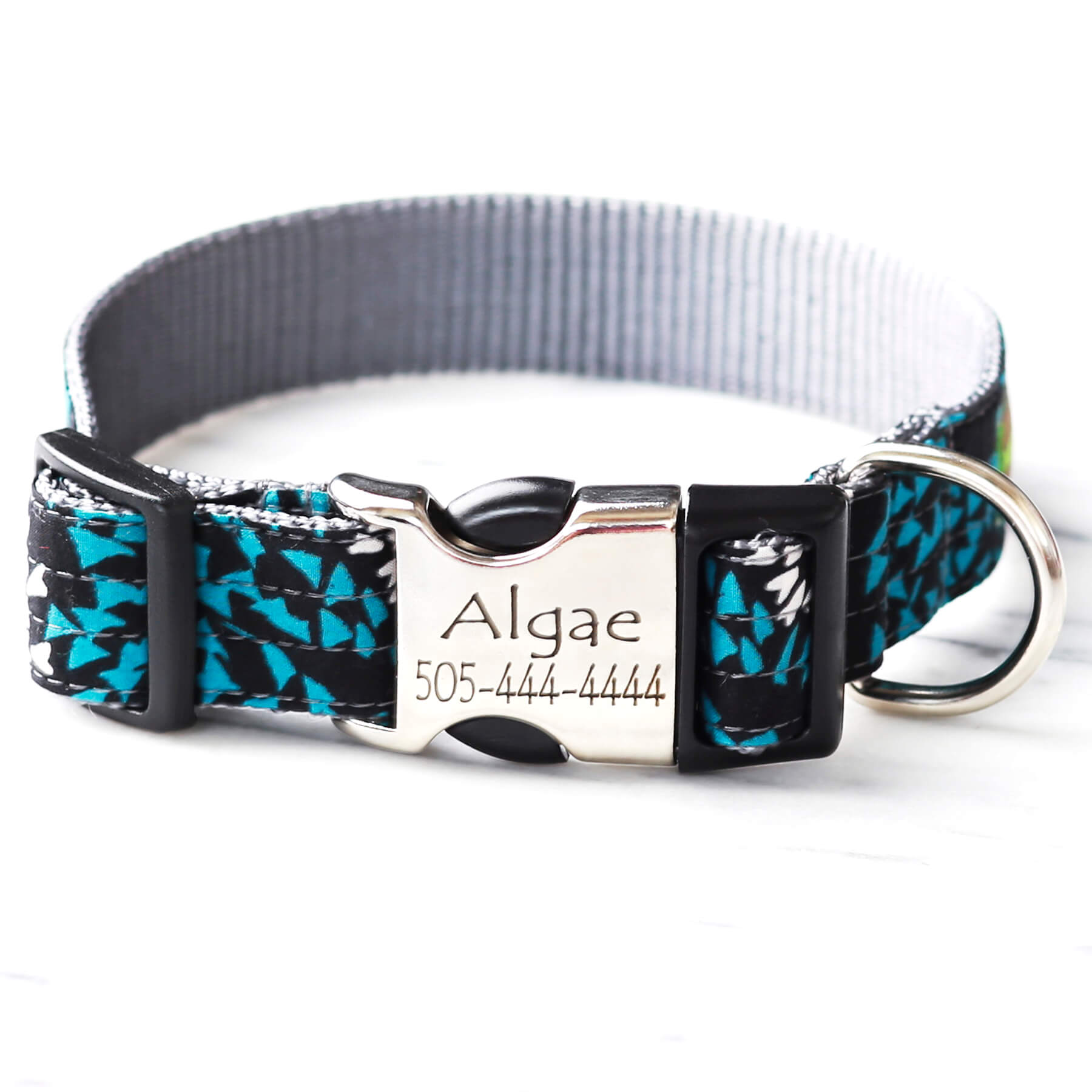 Clearance! Blue Algae - Cotton Voile Dog Collar - Optional Engraving Questions & Answers